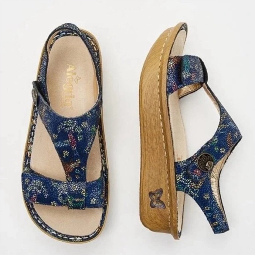 Algeria Ken Blue Multicolor Leather Sandals 38